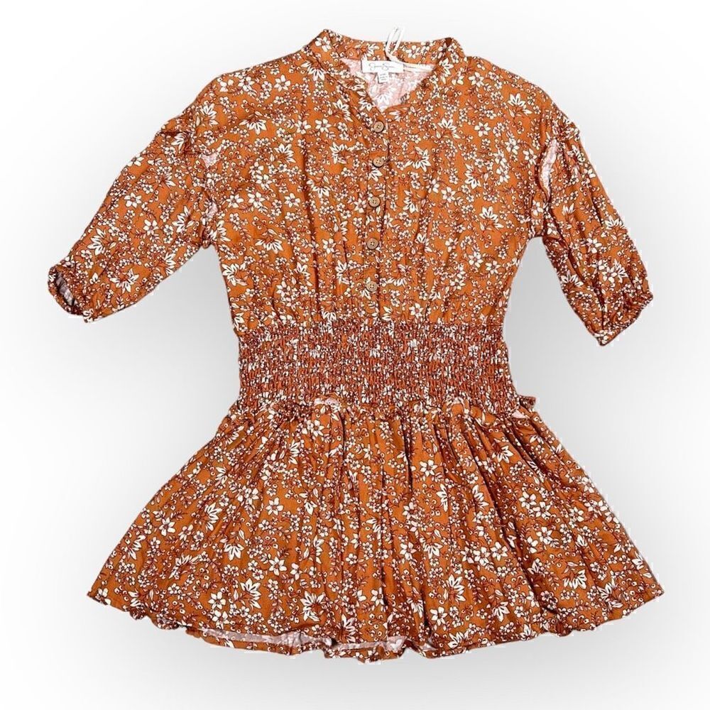 Jessica Simpson Floral Button Down Smock Waist Tunic Skirt Top, Girls L (10)